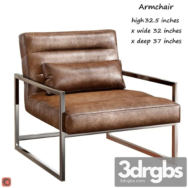 Michael weiss delancy loft masculine brown leather steel armchair 3D Model Free