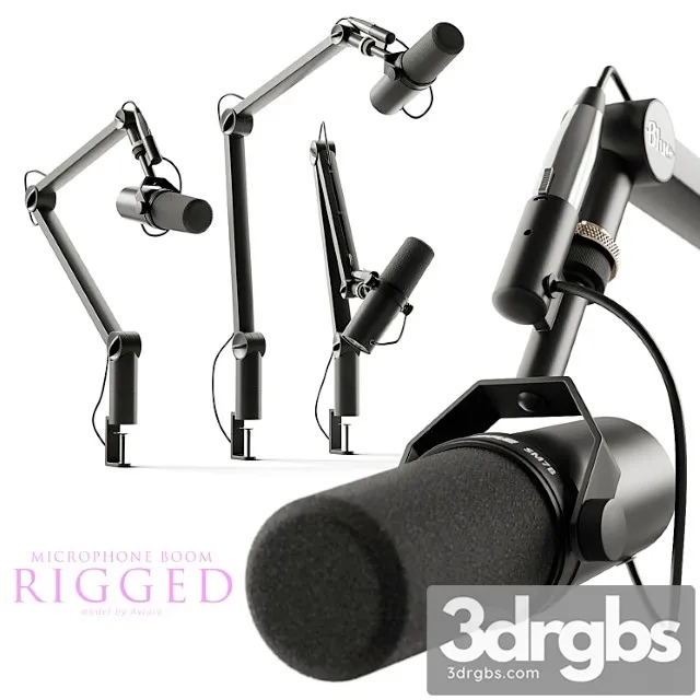Microphone Shure Boom Arm Blue 3D Model Free