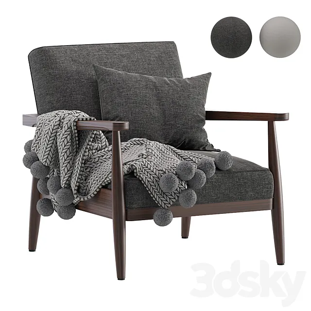 Mid Century Accent Modern Armchair 3D Model
