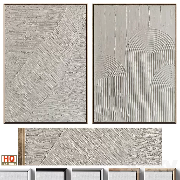 Mid-Century Beige Textural Plaster Wall Art C-460 3D Model Free
