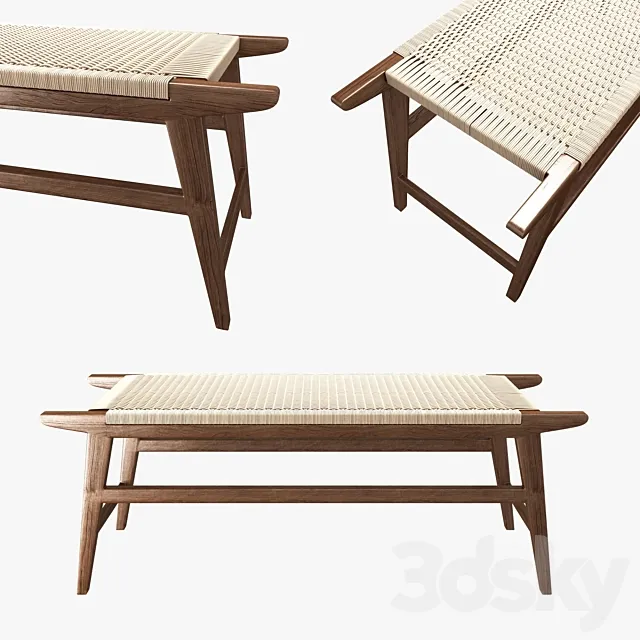 Mid Century Bench in solid walnut Free Download
