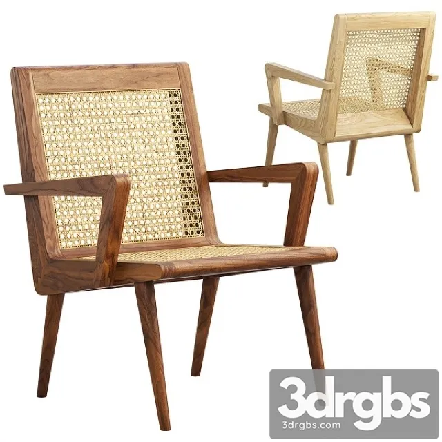 Mid Century Cane Chair 3D Model Free