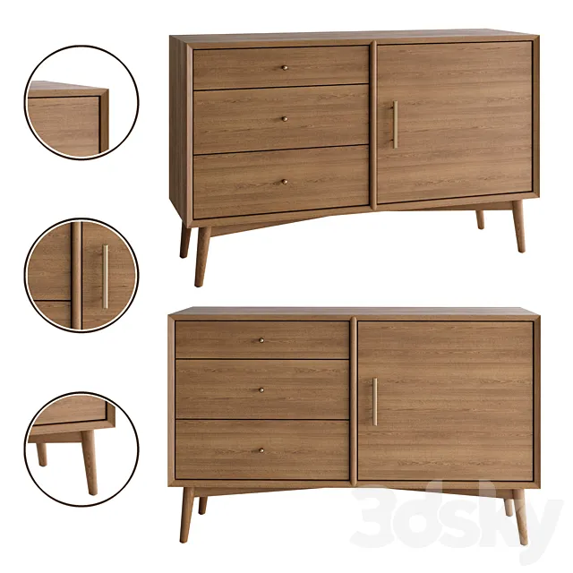 Mid-Century Media Console 3DModel