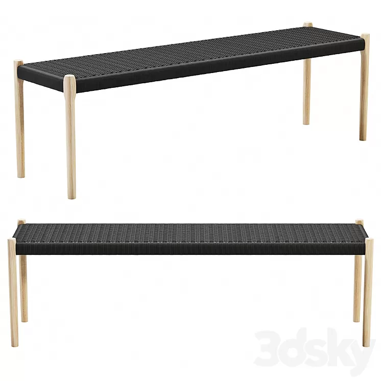 Mid Century Modern Bench N63 By Niels Moller 3D Model