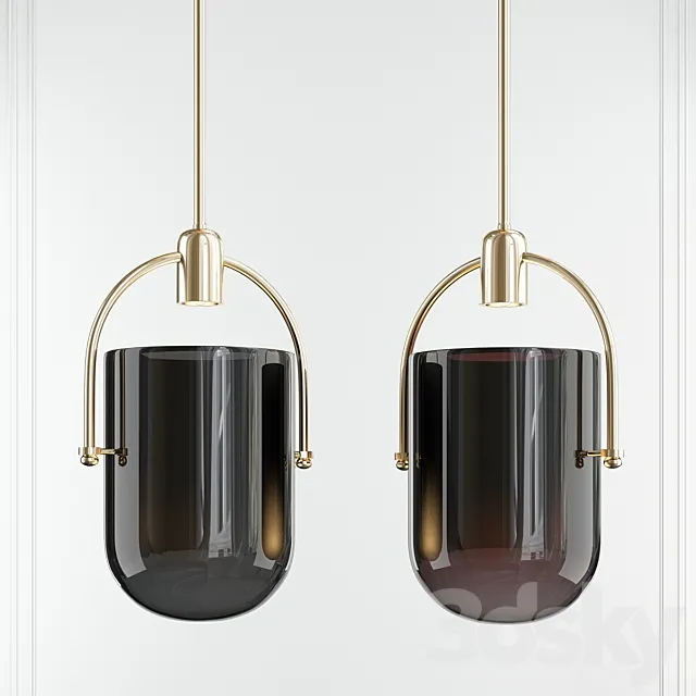 Mid Century Modern Chic 1 Light Pendant With Mouth-blown 3D Model