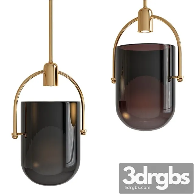 Mid century modern chic 1 light pendant with mouth-blown 3D Model Free