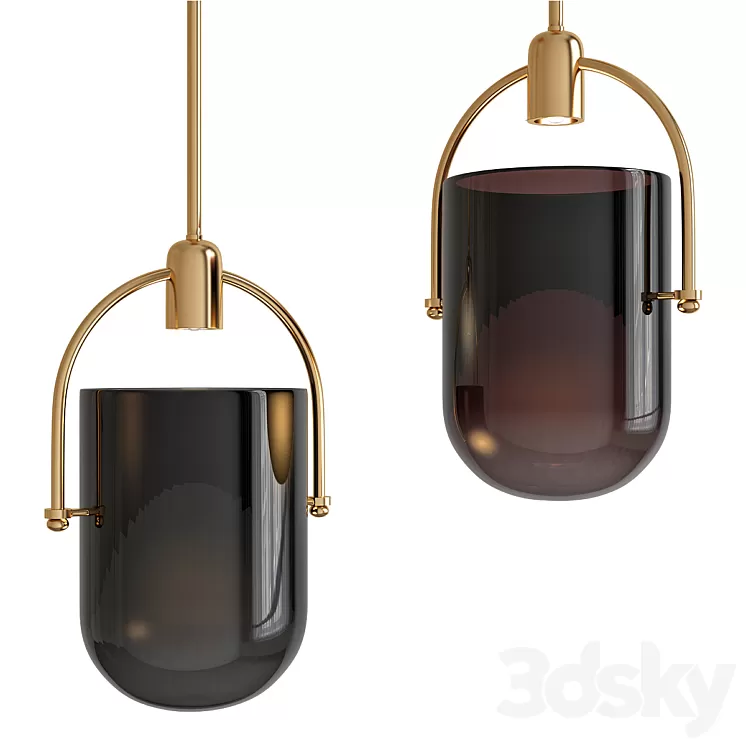 Mid Century Modern Chic 1 Light Pendant With Mouth-blown 3D Model