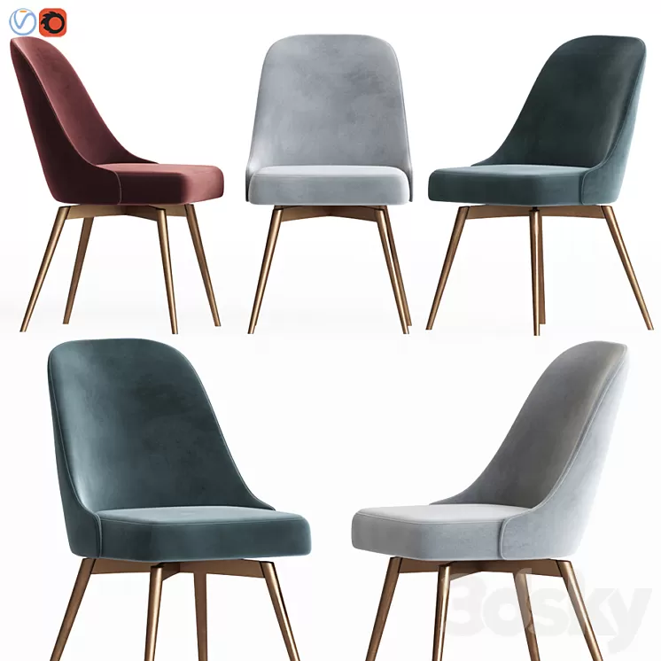 Mid-Century Office Chair Westelm 3D Model