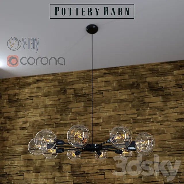 Mid century orb chandelier by Pottery Barn 3DModel