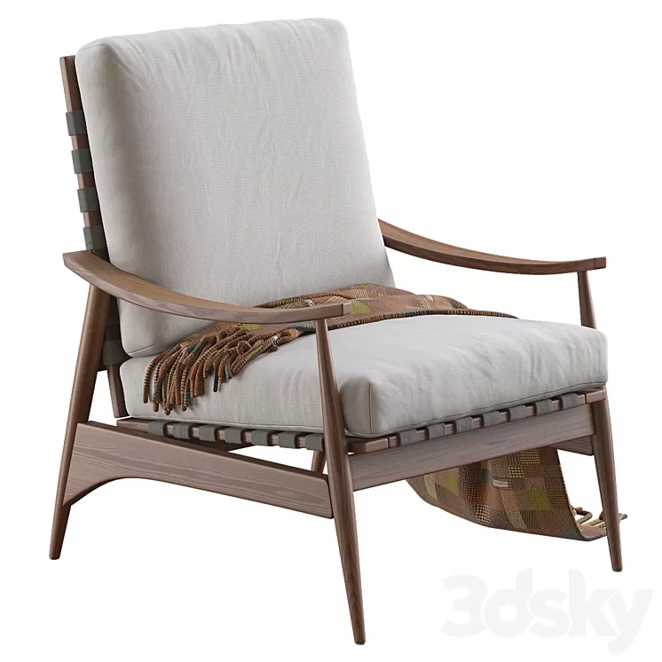 Mid Century Outdoor Show Wood Lounge Chair 3D Model