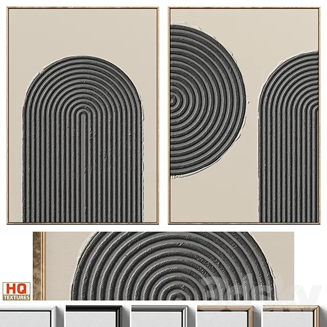 Mid-Century Relief Plaster Wall Art C-595 3D Model