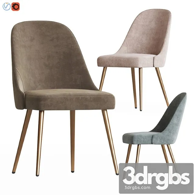 Mid Century Upholstered Dining Chair Metal Legs Westelm 3D Model Free