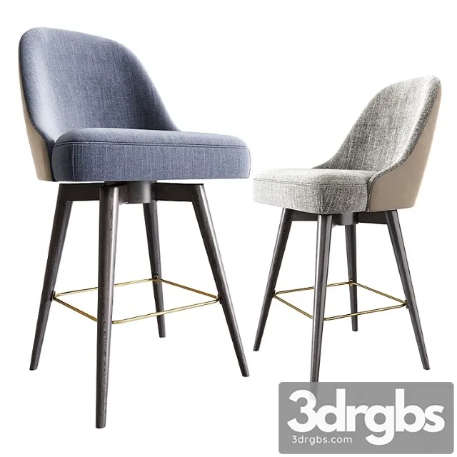 Mid-century upholstered swivel counter stool 2 3D Model Free