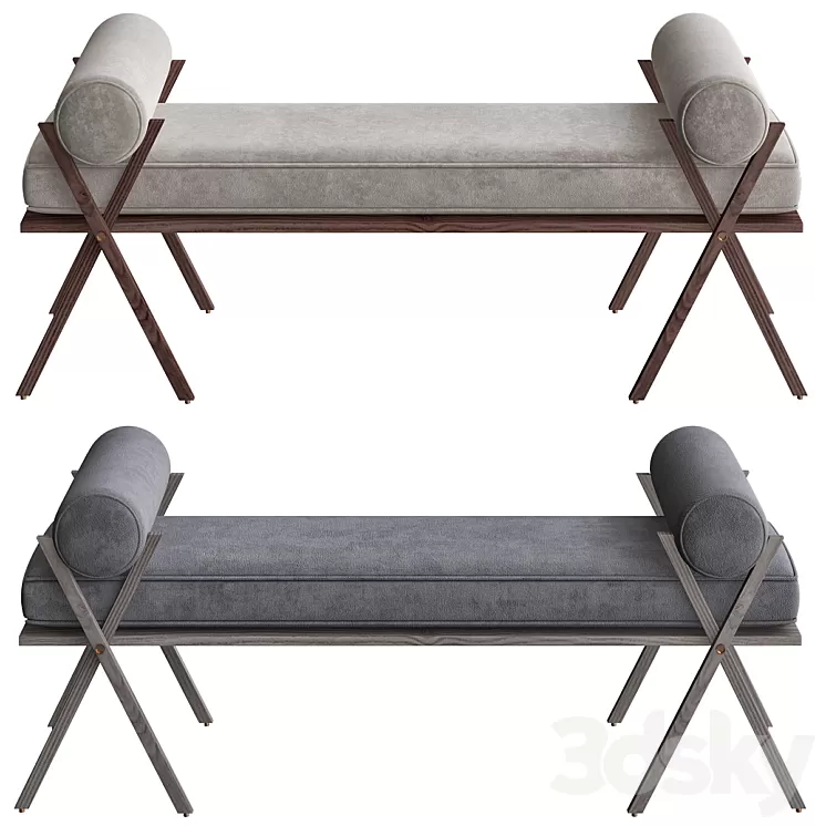 Mid Century Upholstery Bench 3D Model