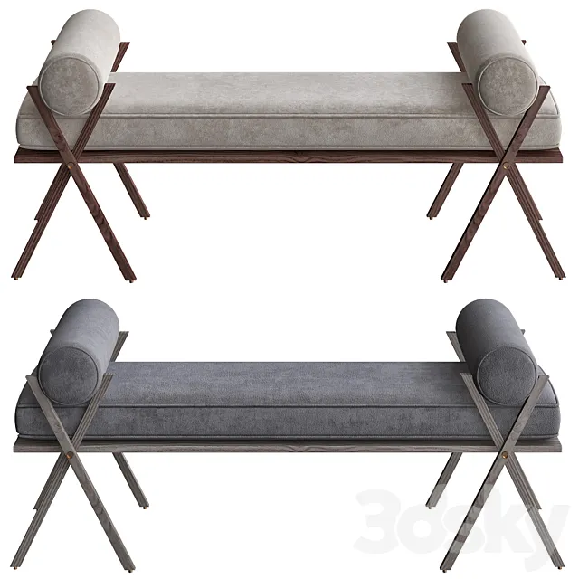 Mid Century Upholstery Bench 3DModel