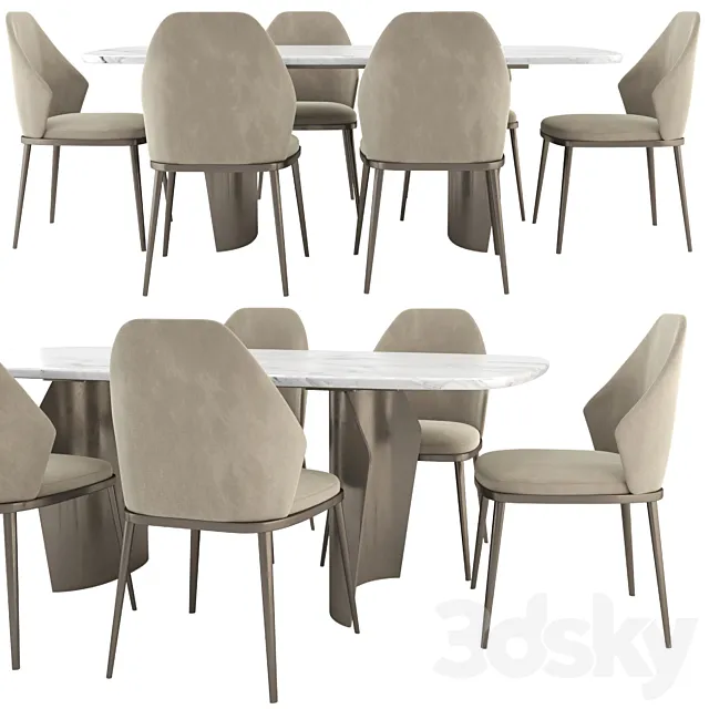 Mida Chair and Flame Table by Bonaldo 3D Model