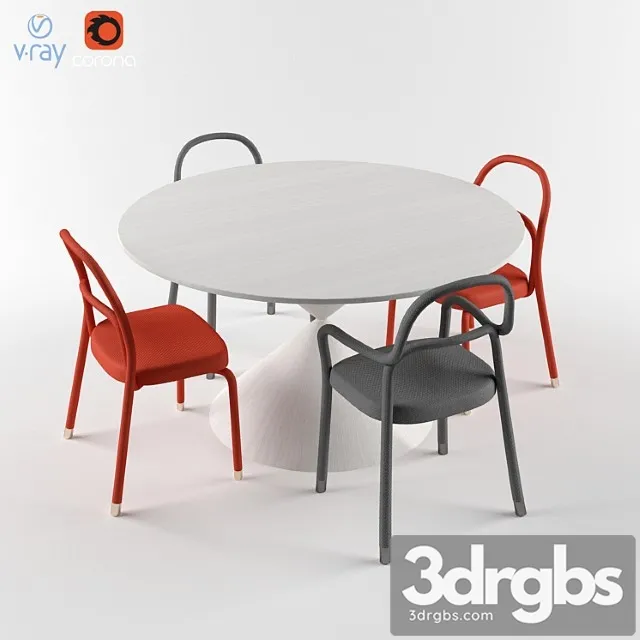Midj clessidra table and chair 2 3D Model Free