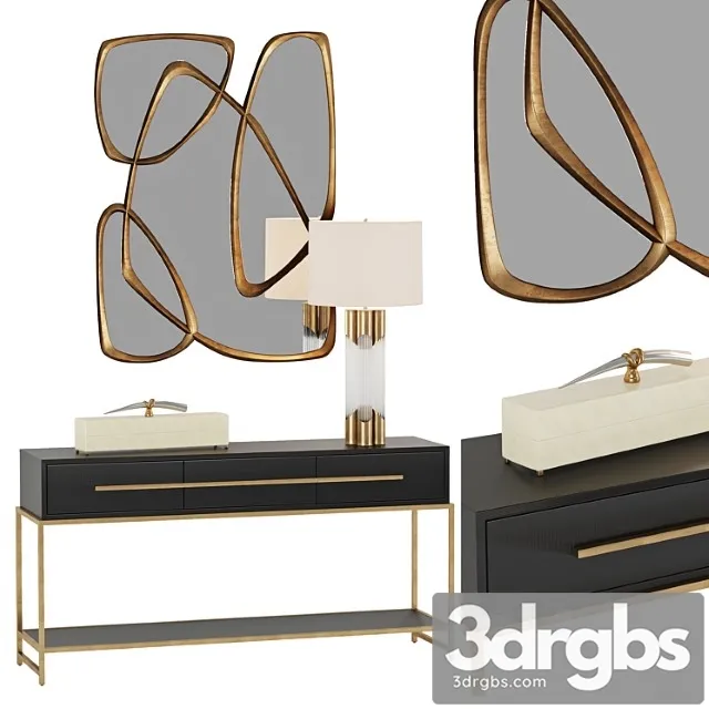 Midnight console table and brass and glass table lamp john richard 2 3D Model Free