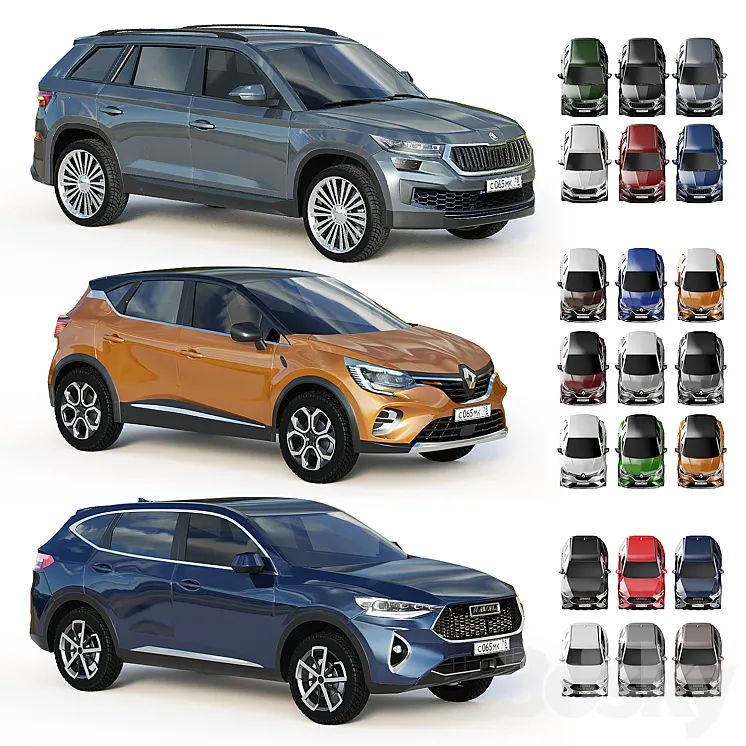 MidPoly Cars Set 3 3D Model Free