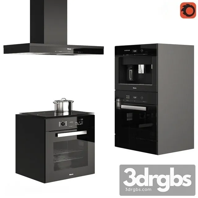 Miele Black Kitchen Appliance Set 3D Model Free