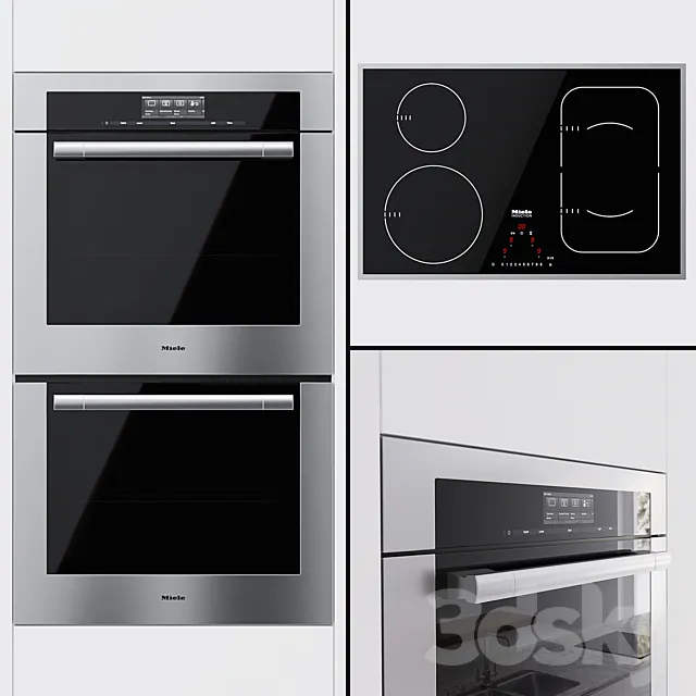 Miele - dual universal oven H 6780 BP2 and cooking surface KM 6347 3D Model