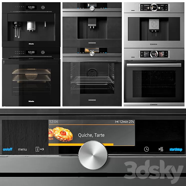 Miele Siemens and Bosch double oven and coffeemaker collection 3D Model
