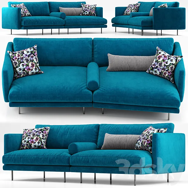 Mies two seater sofa blue - Calligaris 3DModel