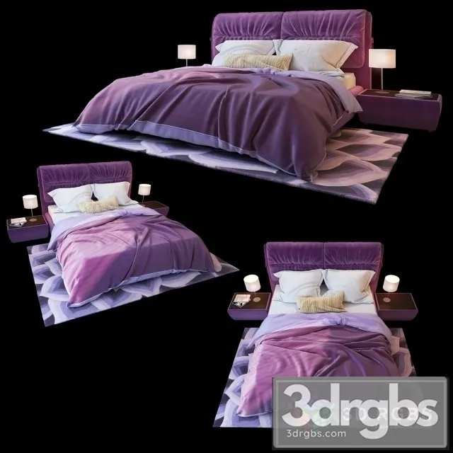 Milana Velvet Bed 3D Model Free