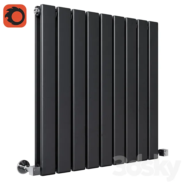 Milano Alpha - Black Horizontal Double Slim Panel Designer Radiator 3D Model