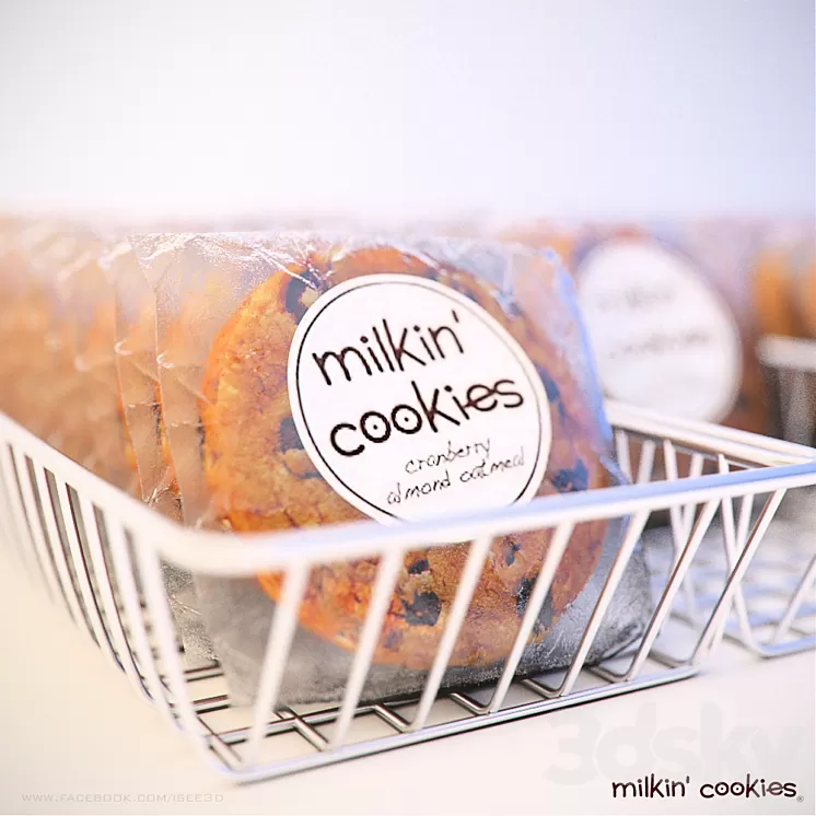 Milkin Cookies in basket 3D Model
