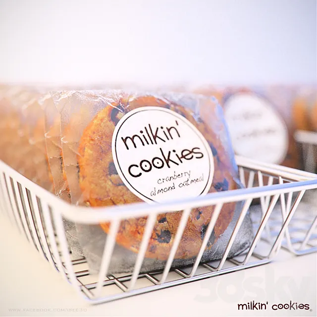 Milkin Cookies in basket 3D Model