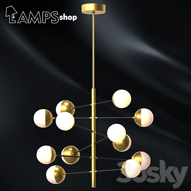Milky Gold Trees Chandelier 3D Model