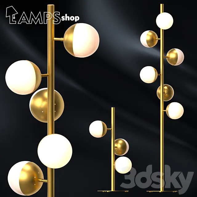 Milky Gold Trees Floor Lamps 3D Model