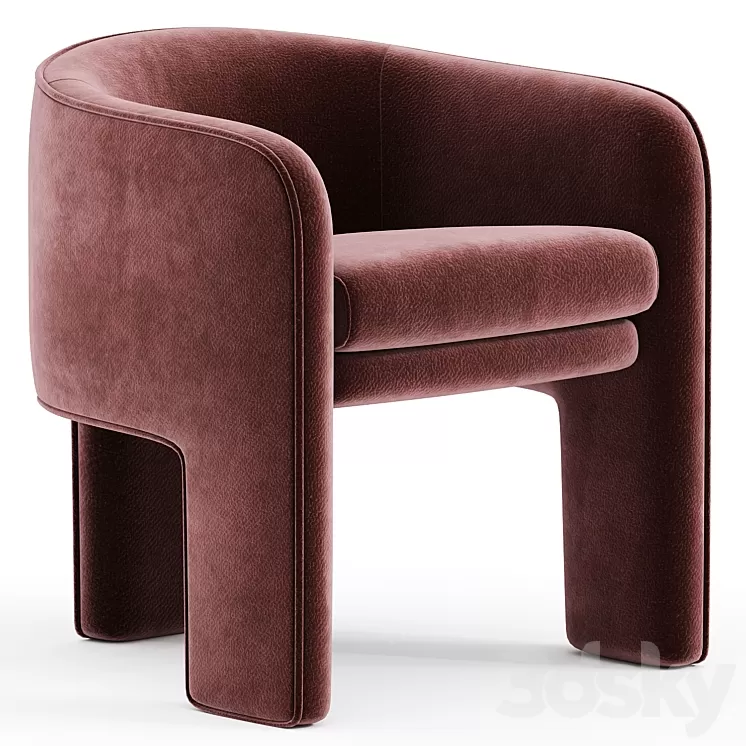 Milo Baughman Armchair velvet 3D Model Free