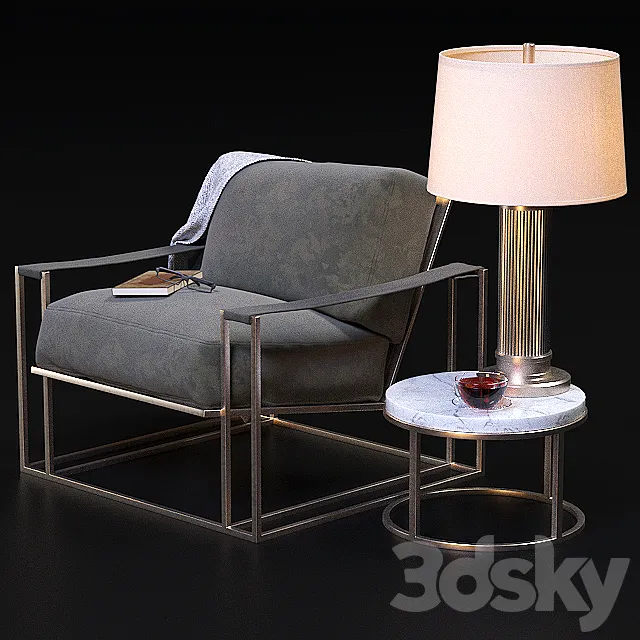 Milo Baughman Model # 1233 Thayer Coggin Chair set 3DModel