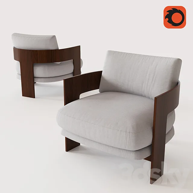 MILO BAUGHMAN MODEL # 1948 CHAIR 1970 - WOOD BASE 3D Model