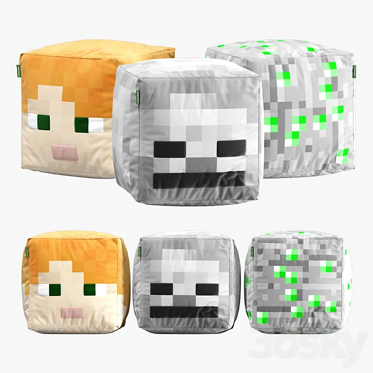 minecraft ottoman set 003 3D Model Free