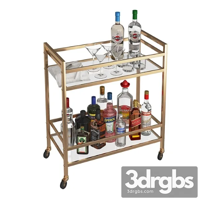 Mini Bar Beverage Table 1 3D Model Free