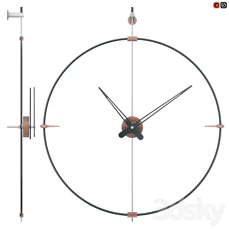 Mini Bilbao Black Clock by Jose Maria Reina for NOMON 3D Model