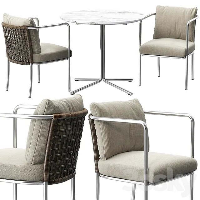 Mini Cafe chair Jelly table by Living Divani 3D Model