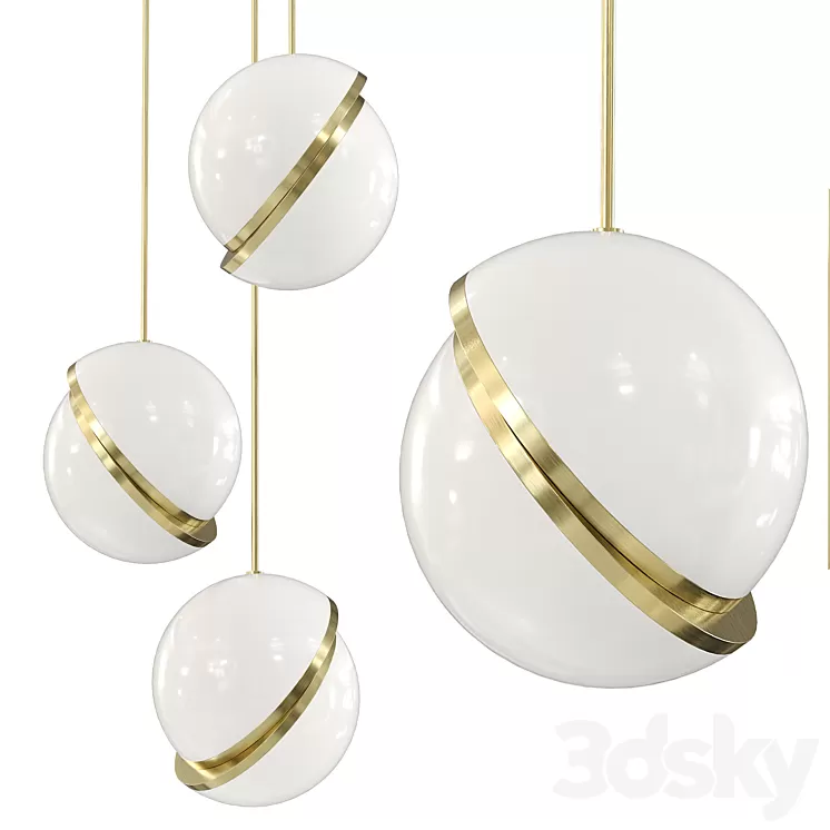 Mini Crescent 3 Piece Chandelier Suspension 3D Model Free