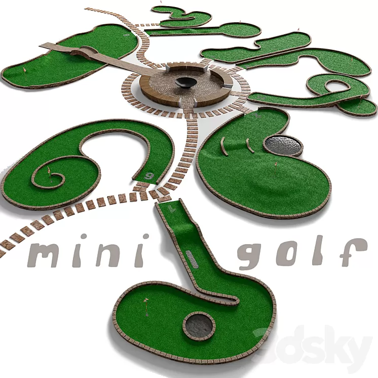 Mini golf. A set of 9 fields 3D Model