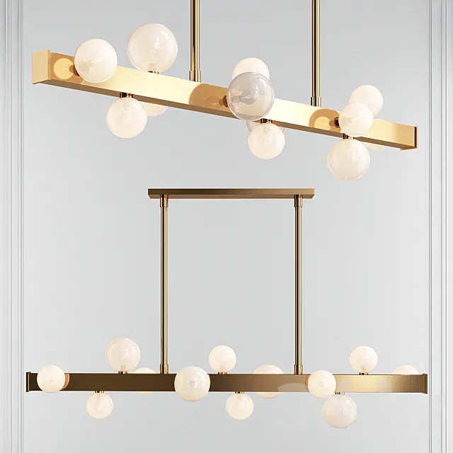 Mini Hinsdale 12-Light Sputnik Linear LED Chandelier 3DModel