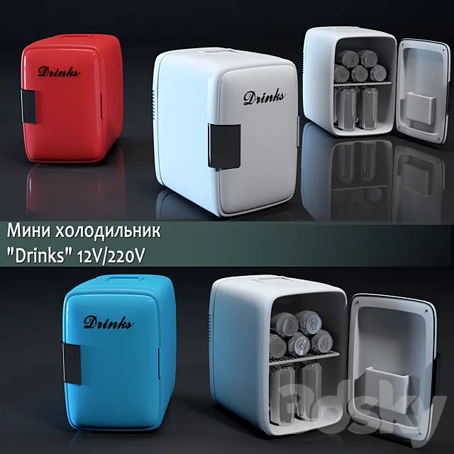 Mini Refrigerator "Drinks" 3D Model