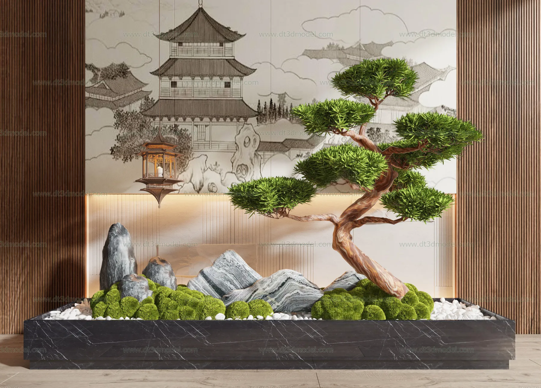 Miniature Garden 3D Scenes - Interior Plants - 009 - VRAY Render