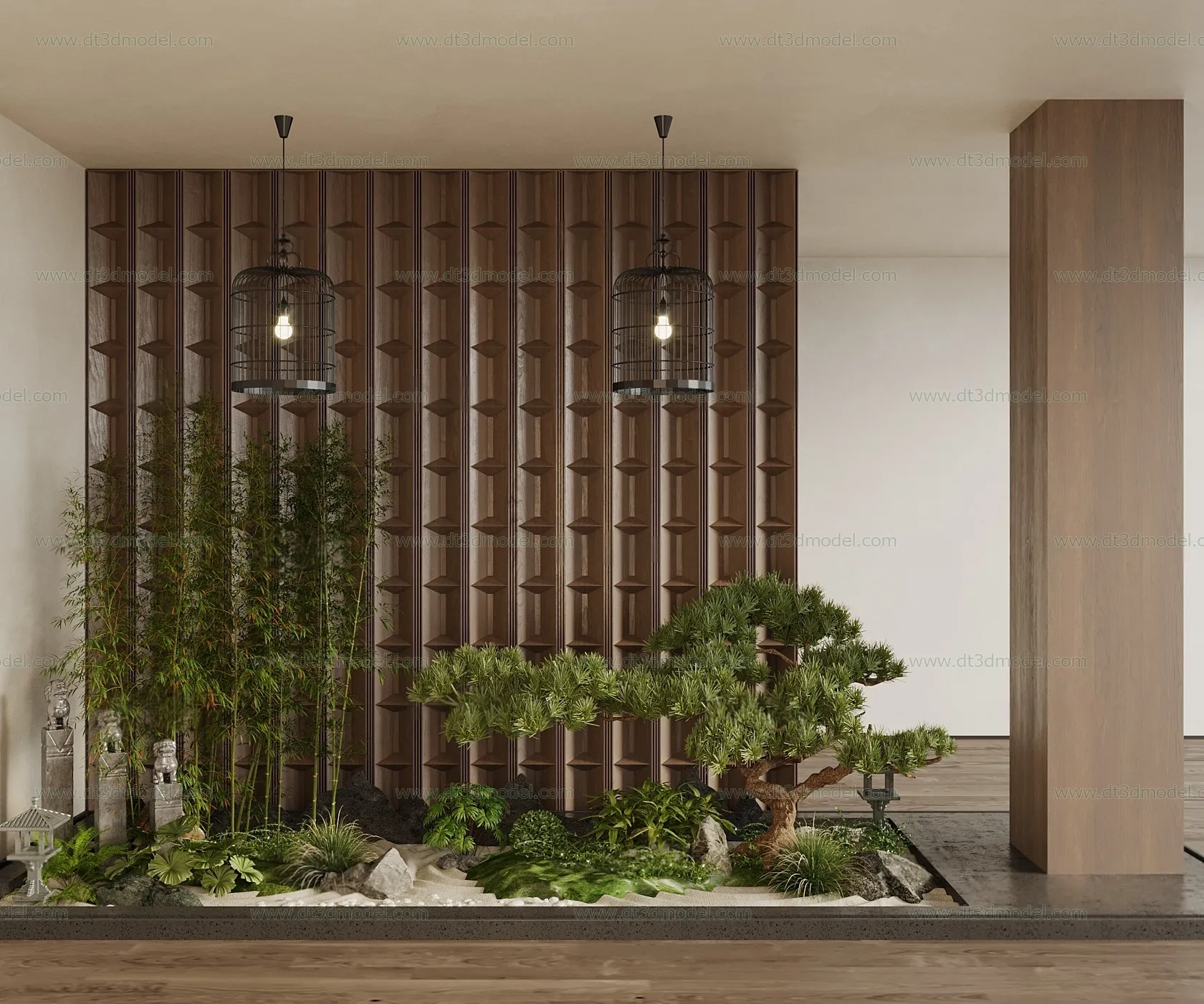 Miniature Garden 3D Scenes - Interior Plants - 014 - VRAY Render