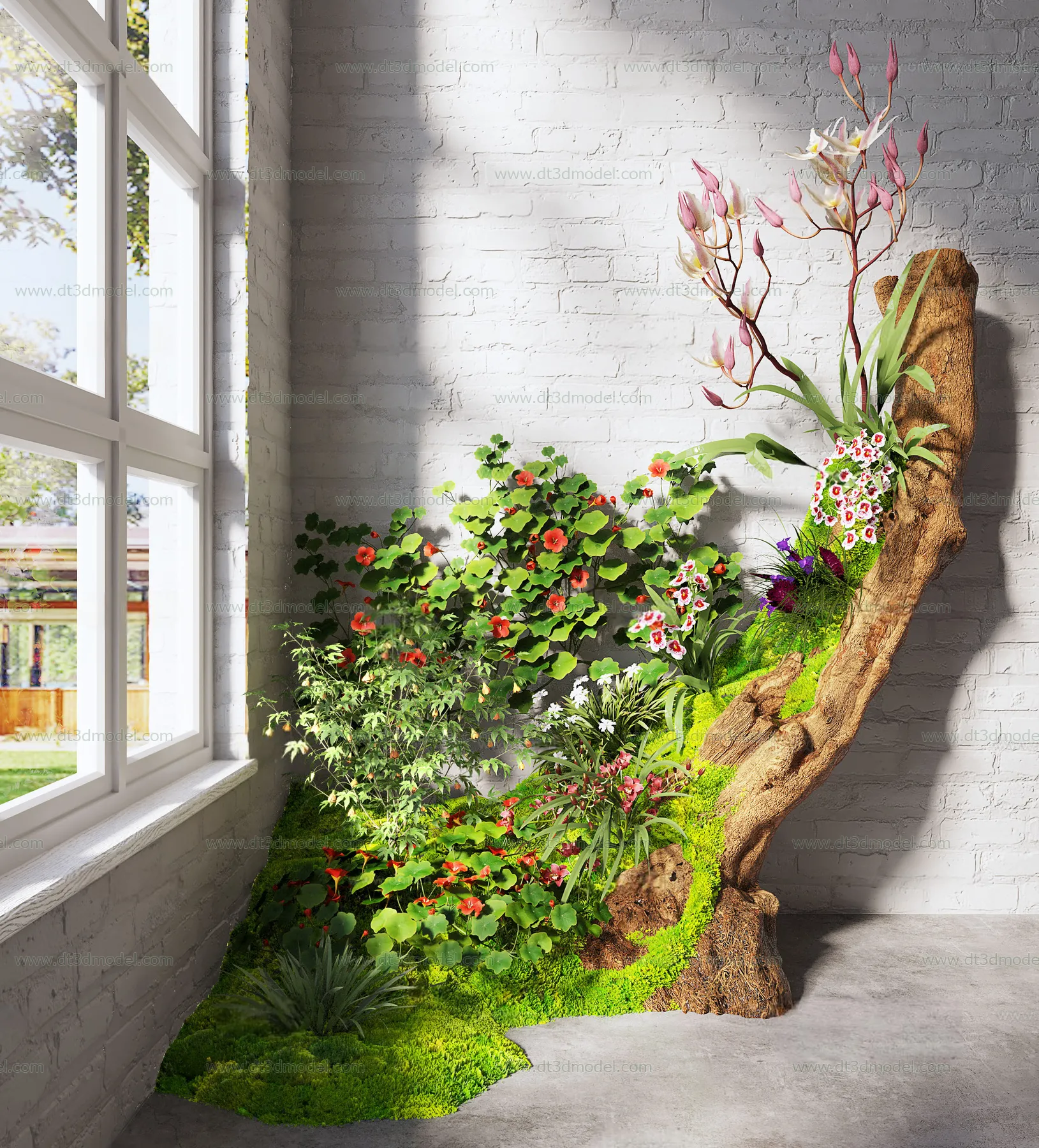 Miniature Garden 3D Scenes - Interior Plants - 097 - VRAY Render
