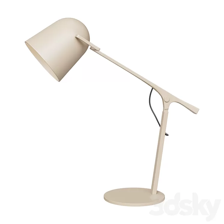 Minimal Beige Iron Desk Lamp 3D Model