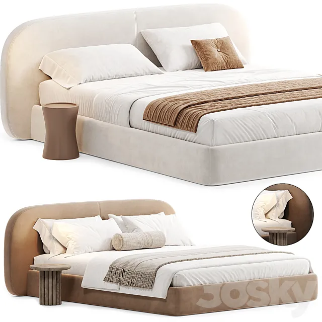 Minimalist Bed Frame With Round Headboard by casaspace 3D Model