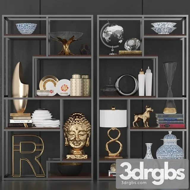 Minimalist shelving with decor and accessories for design projects 7 3D Model Free